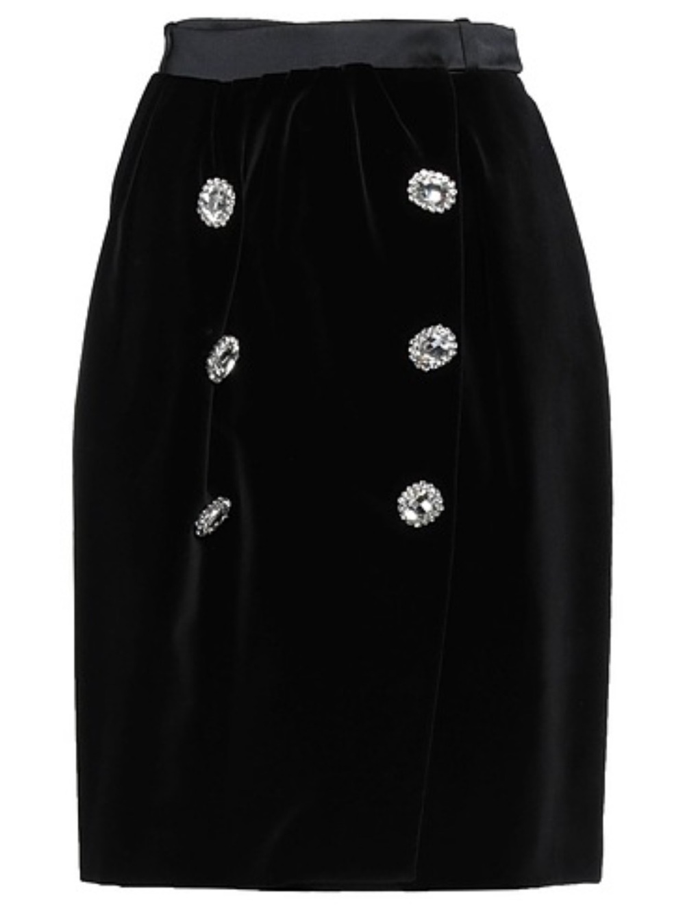 Paco Rabanne Crystal-Embellished Black Velvet Wrap Skirt – Size 34 / Fits US 4–6